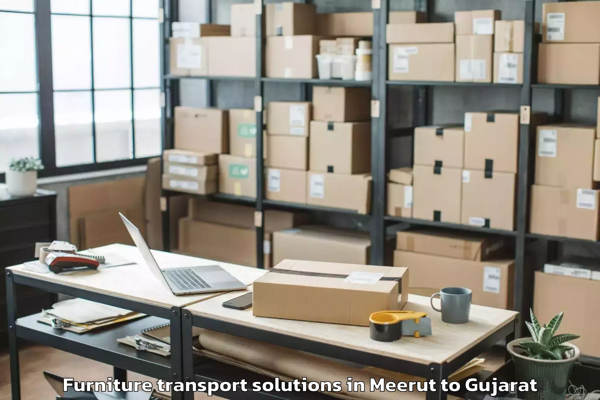 Trusted Meerut to Thasra Furniture Transport Solutions